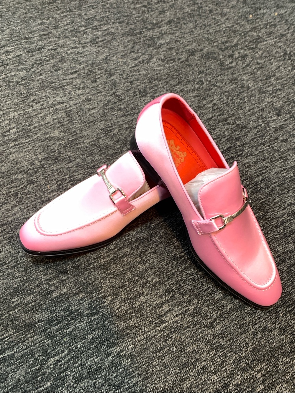Mens Pink slip on smoker satin Tuxedo  shoe for men and boys